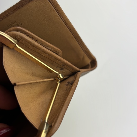 Auth. CELINE Macadam PVC Leather Bifold Wallet Logo Beige Gold Hardware Vintage - Picture 11 of 17